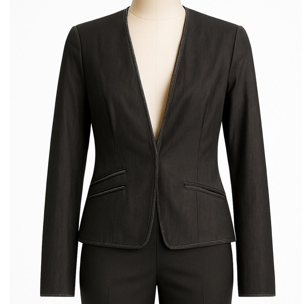 Judith & Charles Elegant Black Linen Blend Blazer